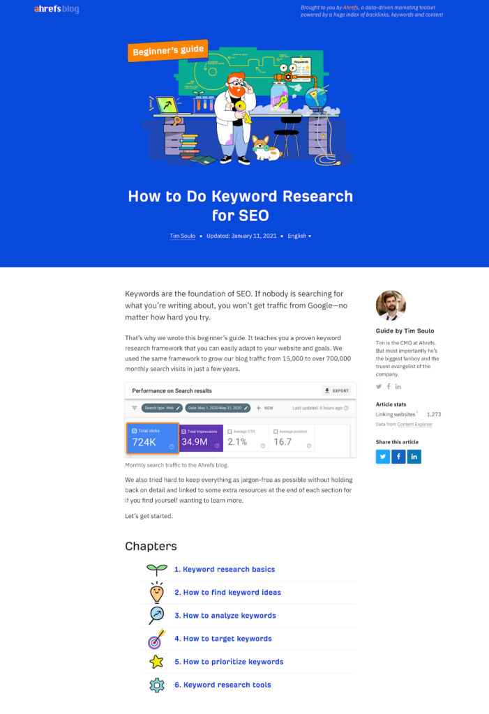 Image featuring Ahref's in-depth guide of how to do keyword research